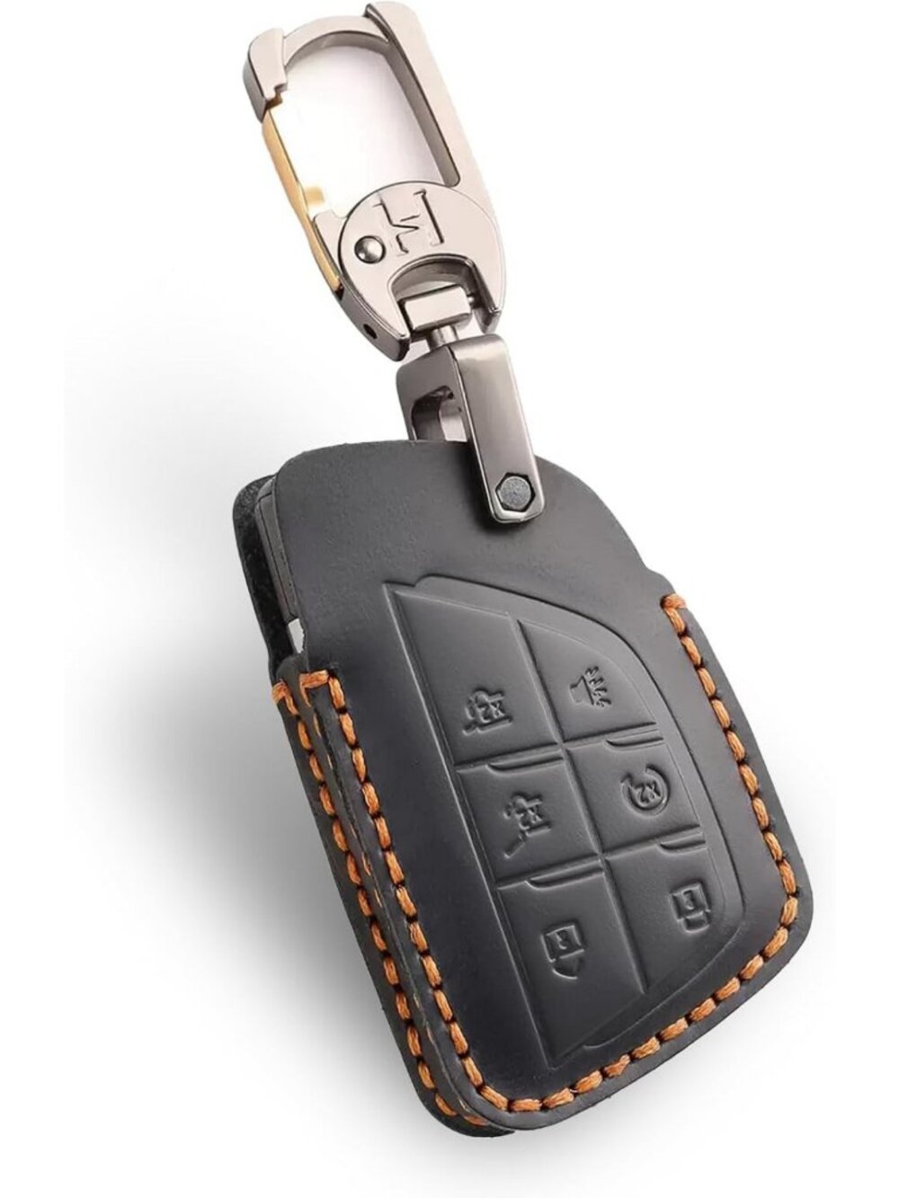 Stylish Leather Key Fob Cover - Retro Protection Case for Chevy & GMC (Black, 6